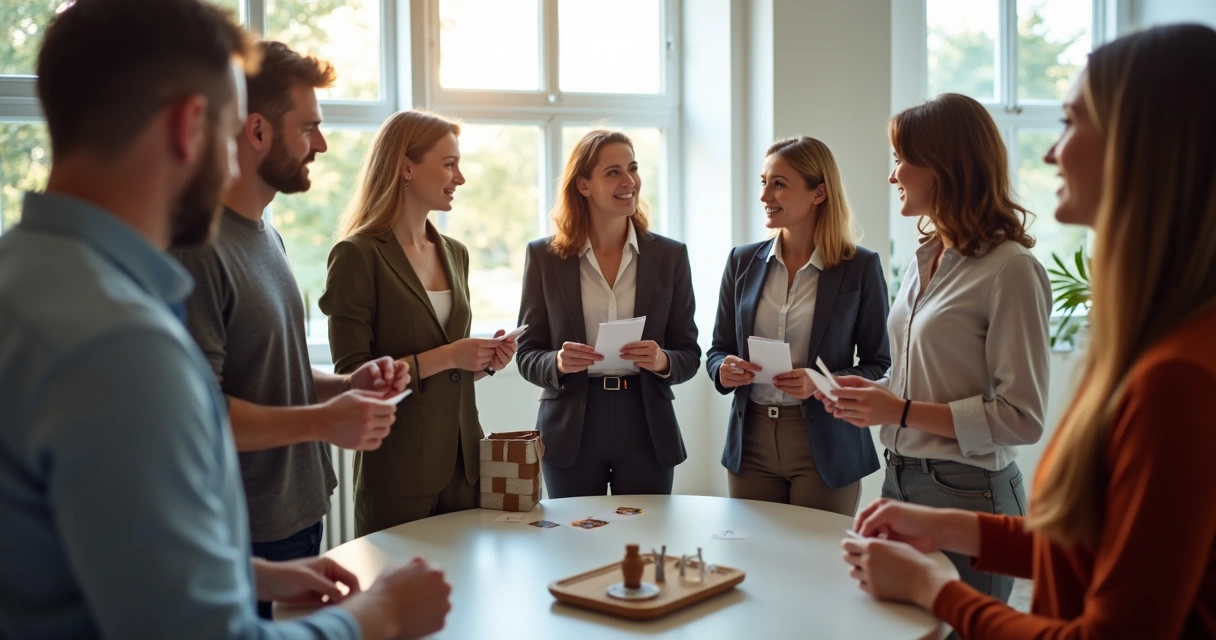 Equipe reunida em círculo, realizando ritual de encerramento de projeto