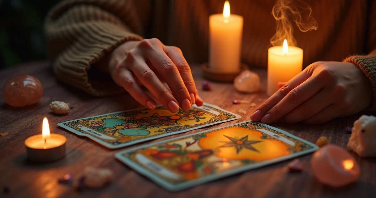 Ritual de energização das cartas de tarot usando cristais e velas 