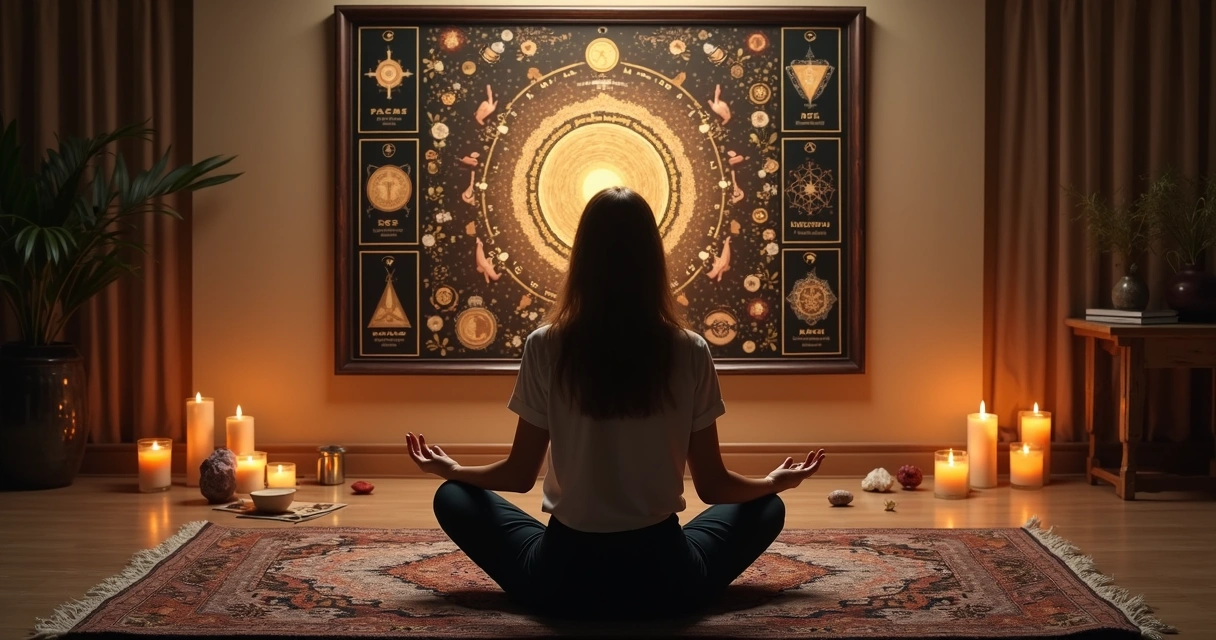 Pessoa fazendo ritual esotérico perto do quadro dos sonhos