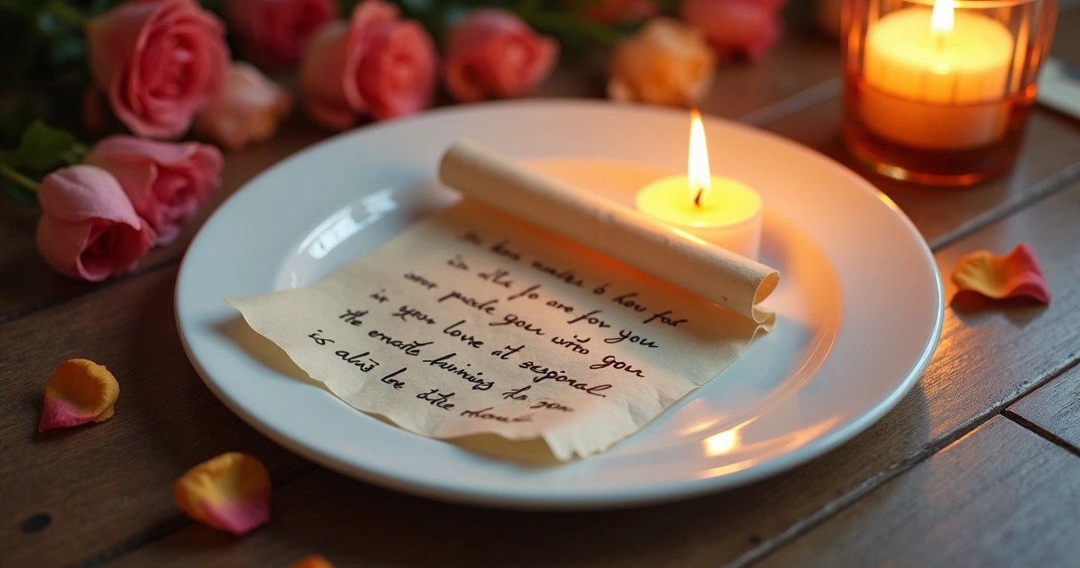 Simpatia com vela acesa, papel e flores em um prato branco.