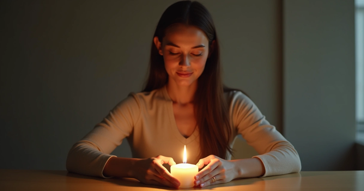 Pessoa acendendo vela como ritual pessoal 