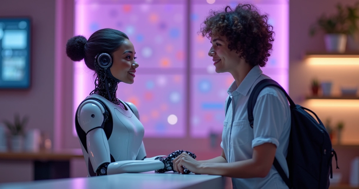 Robô e humano colaboram em atendimento em balcão 