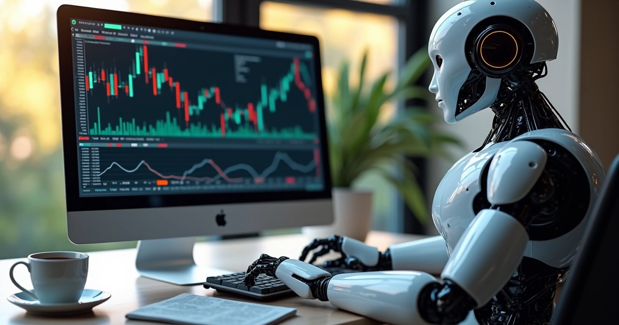 Robô investidor operando na B3 em tela de computador 