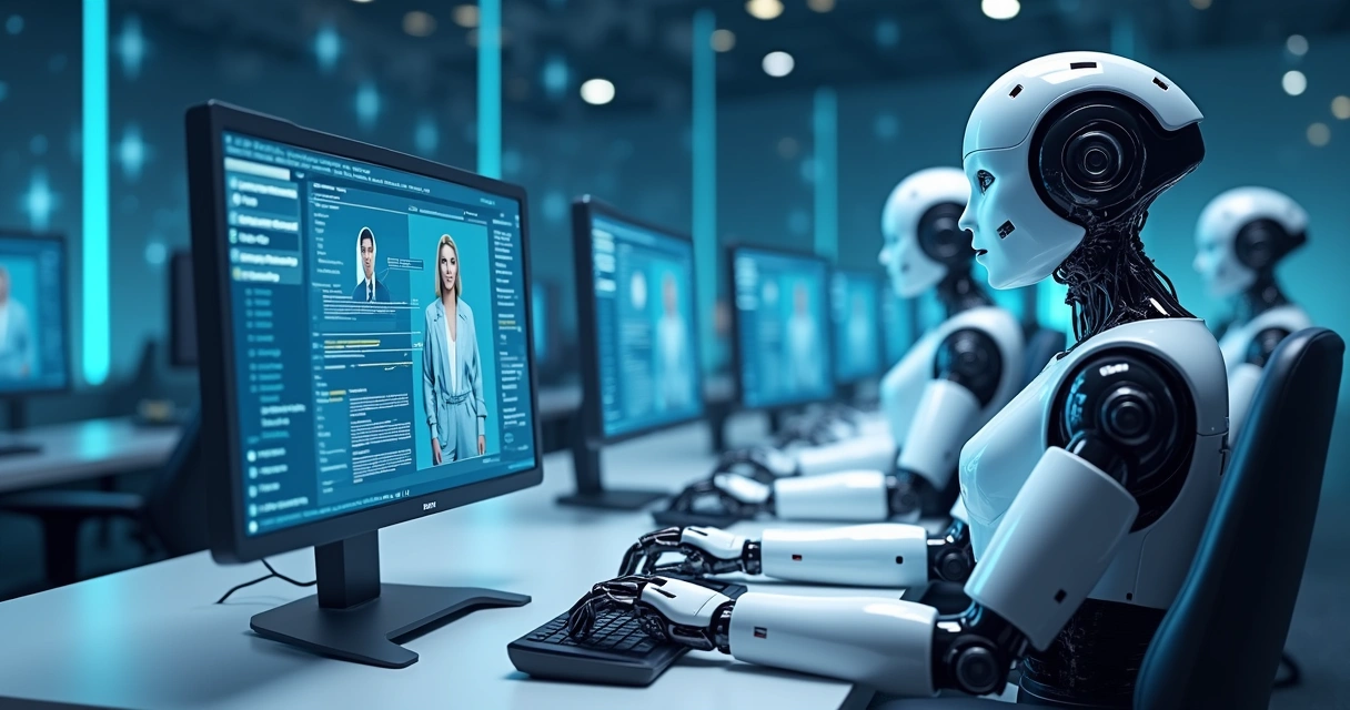 Robôs digitais atendendo clientes em diferentes canais de comunicação 