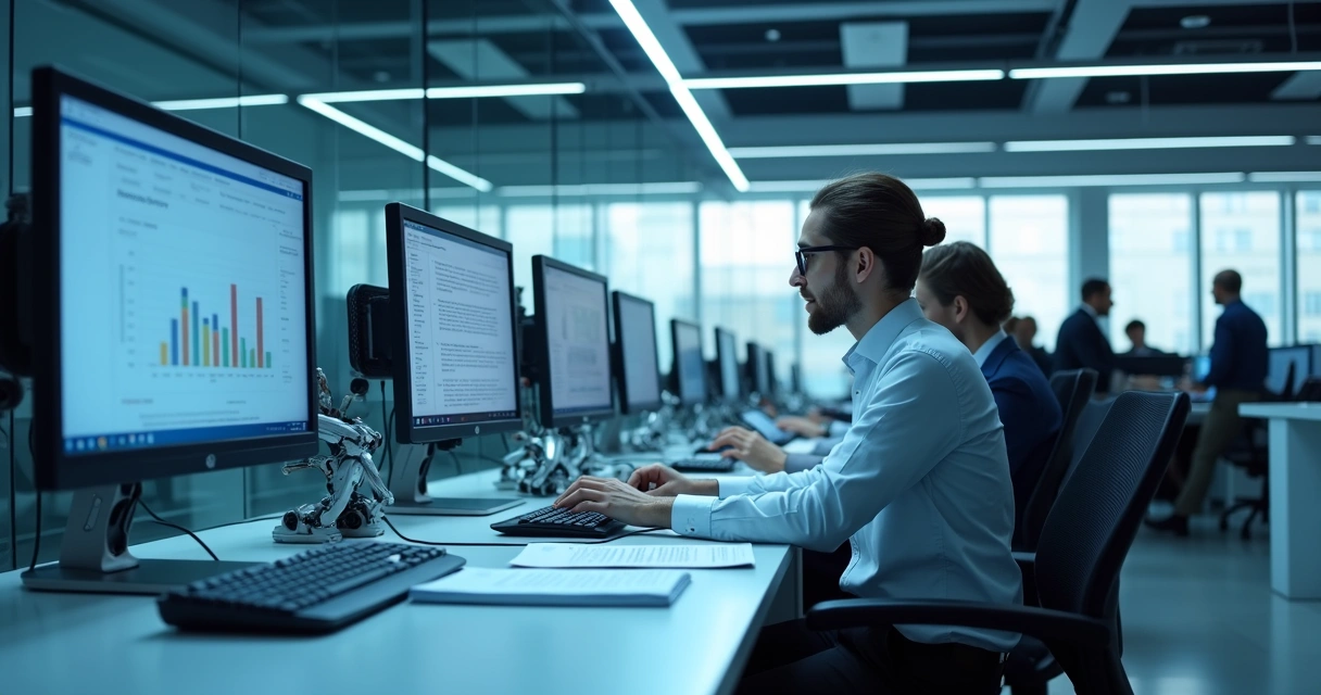 Robôs digitais automatizando tarefas em uma empresa de contabilidade 