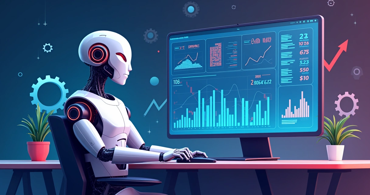 Robô digital analisando dados esportivos em tela virtual 