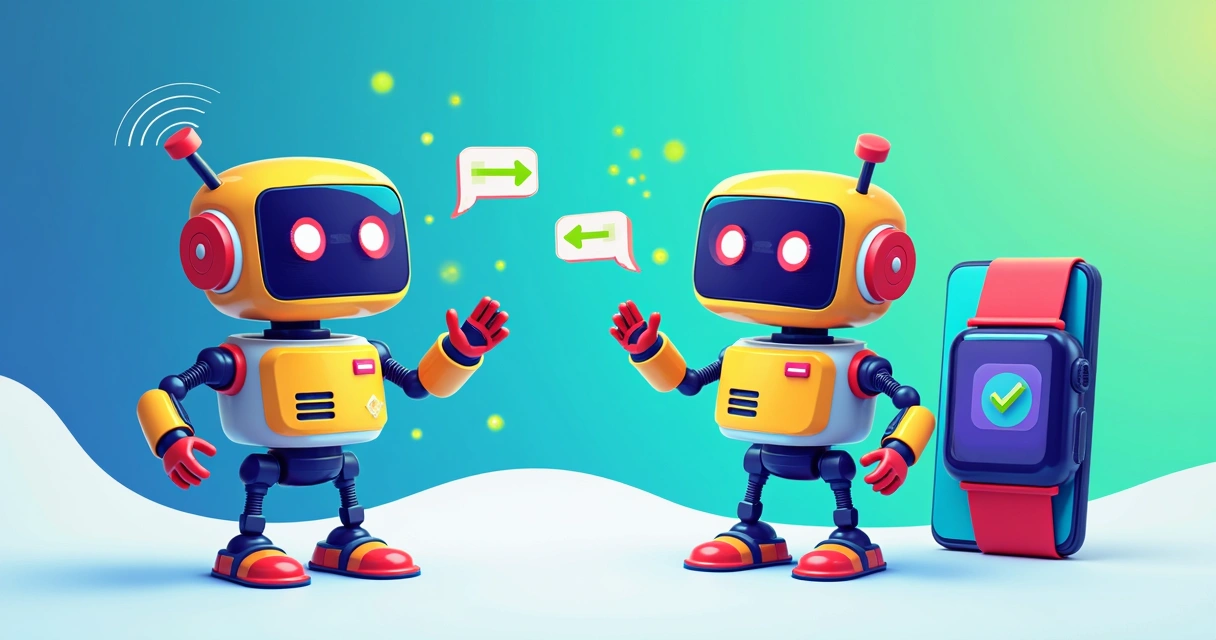 Robôs enviando sinais de apostas para smartphone e relógio digital