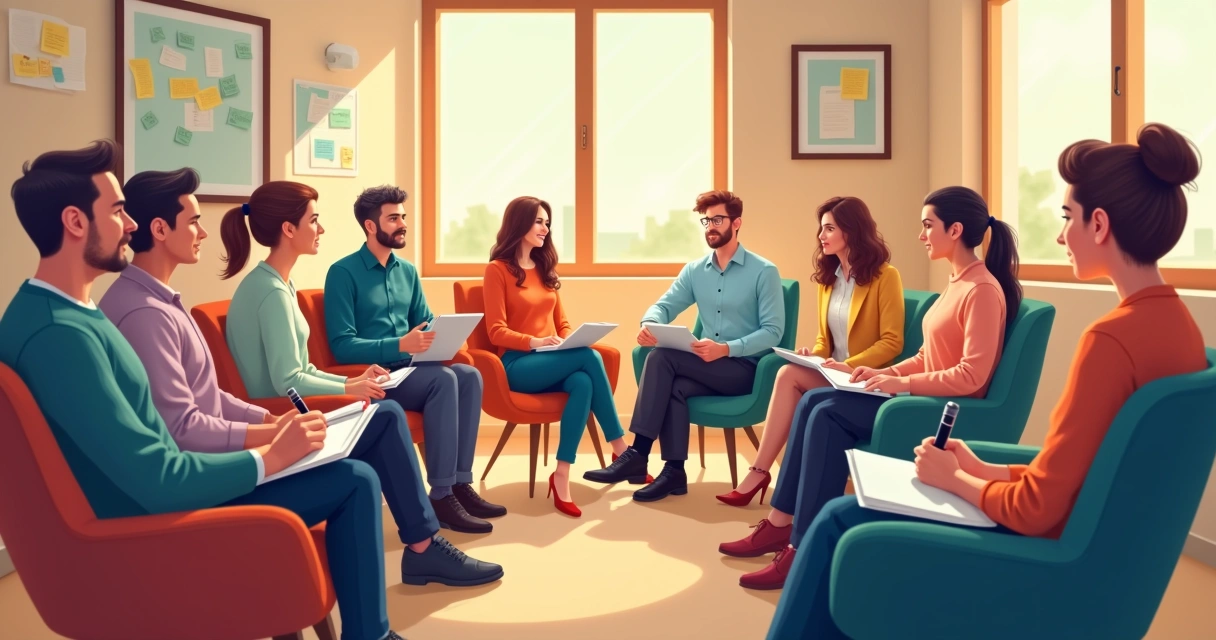 Roda de associados conversando e trocando ideias 