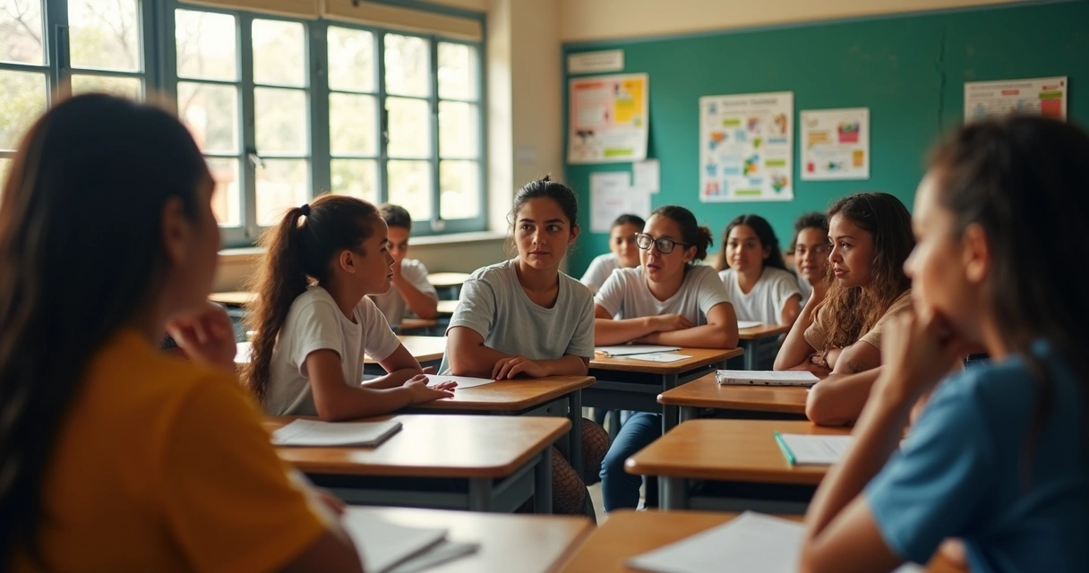 Roda de conversa em sala de aula diversa