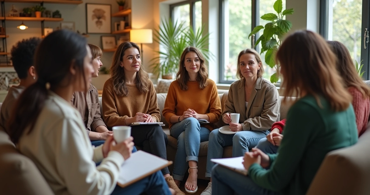 Grupo diverso em roda de conversa em ambiente informal 