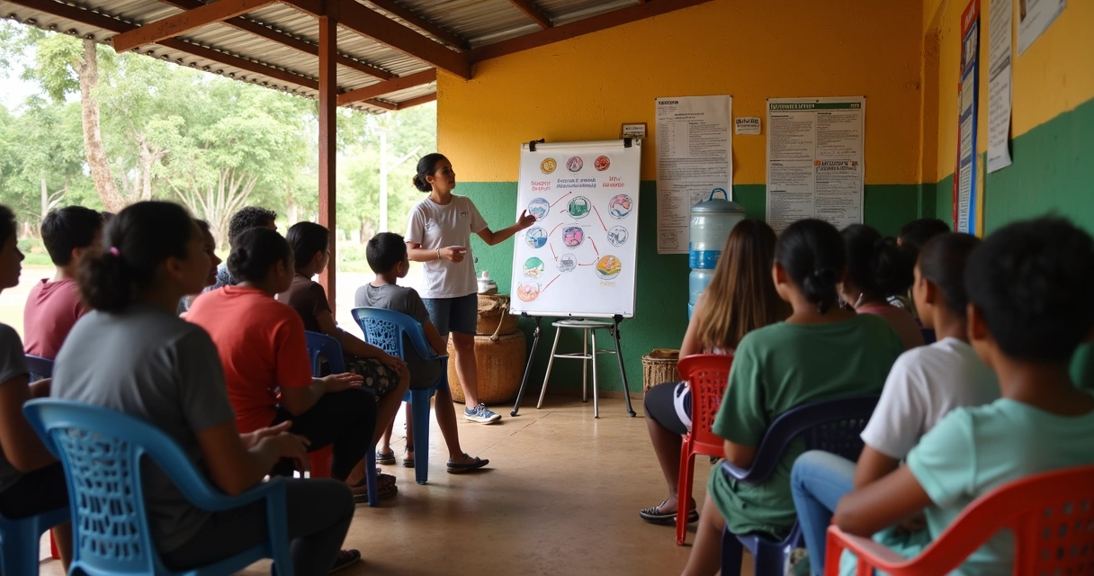 Roda de conversa sobre saúde em uma comunidade. 