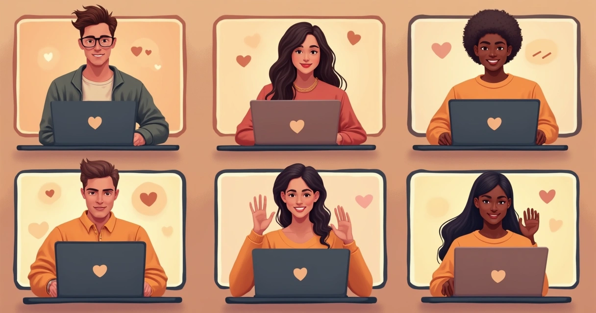 Roda de pessoas em reunião virtual com câmeras abertas 