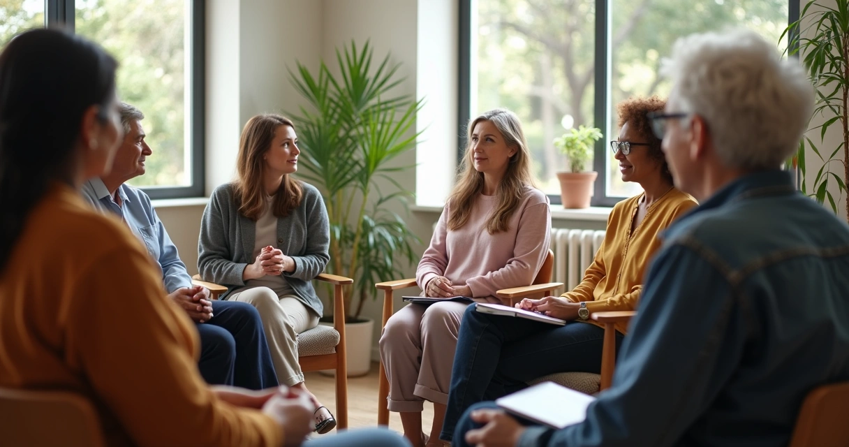 Grupo em roda conversando em ambiente coletivo 