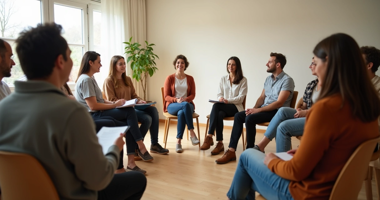 Pessoas sentadas em círculo em uma roda de conversa