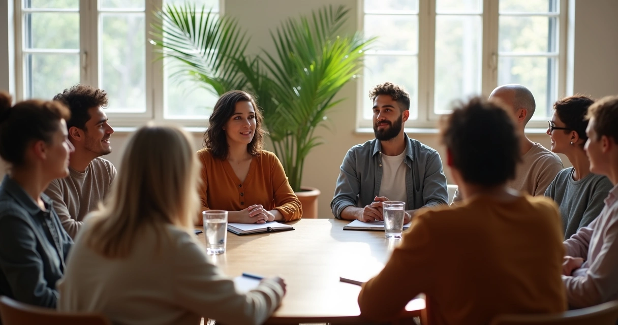 Grupo diverso em roda de conversa 