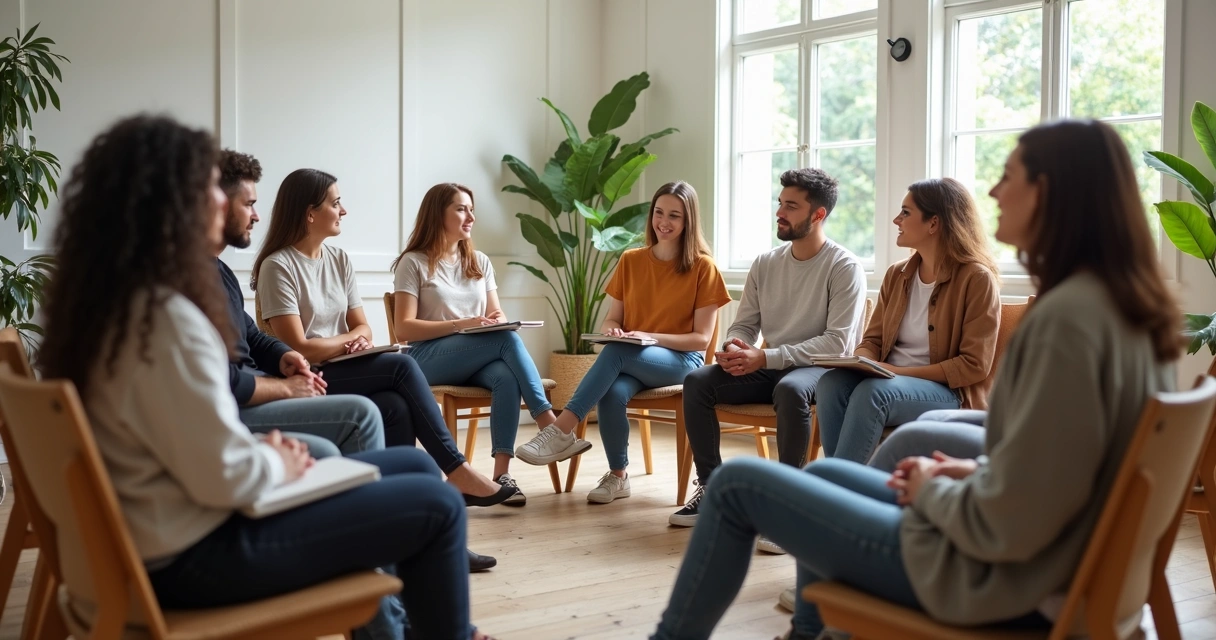 Grupo em roda de conversa com escuta ativa