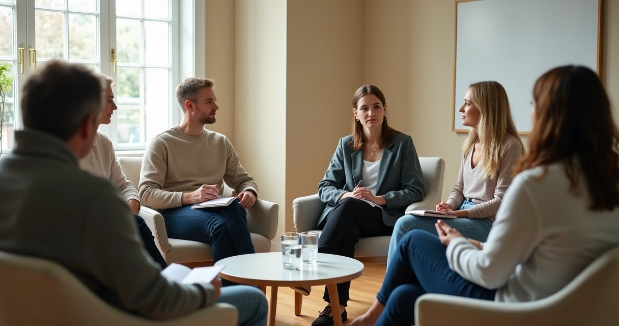 Pessoas em roda de conversa séria 