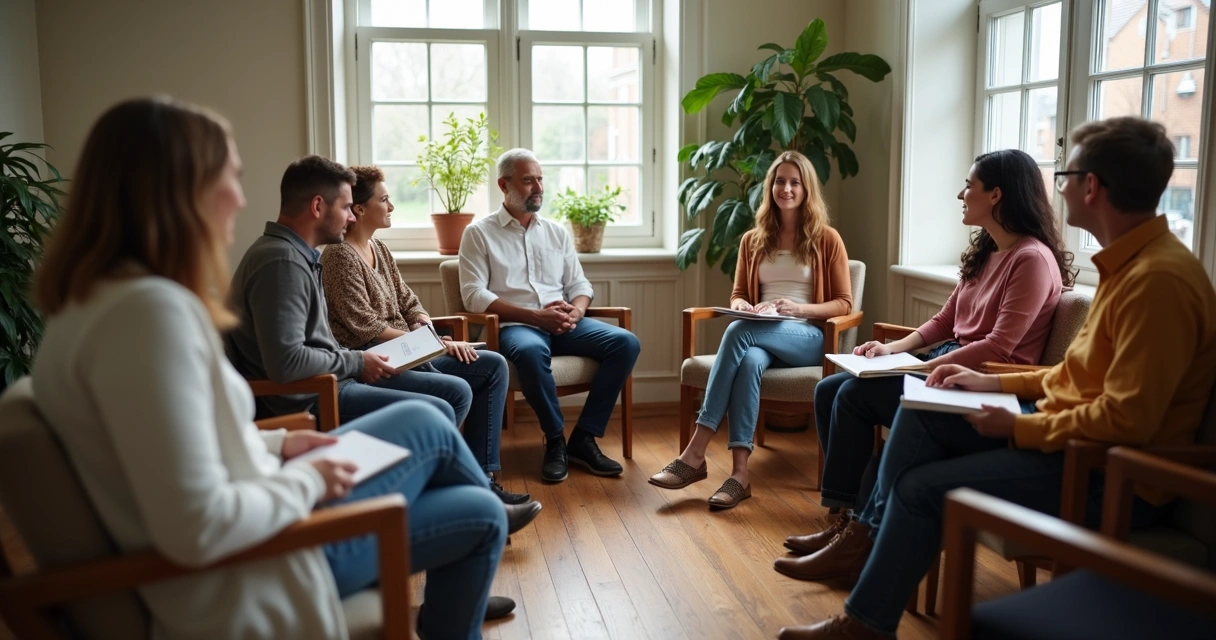 Grupo em roda de conversa comunitária em espaço simples e acolhedor 