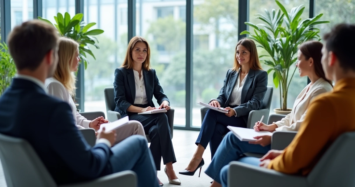 Equipe em roda de conversa no escritório