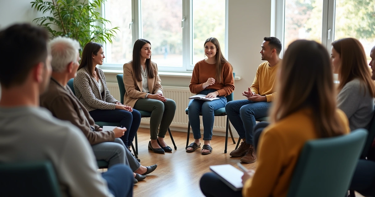 Grupo em roda de conversa com mediação inclusiva 