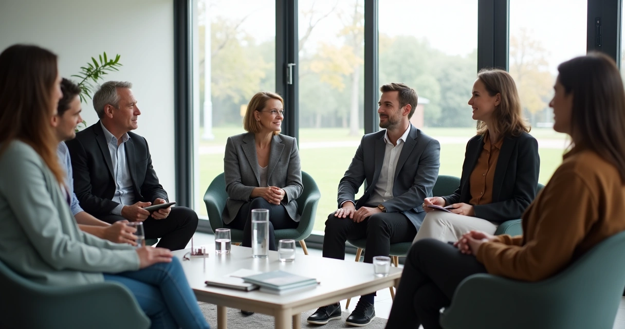 Pessoas sentadas em círculo, sugerindo padrões diários em grupo 