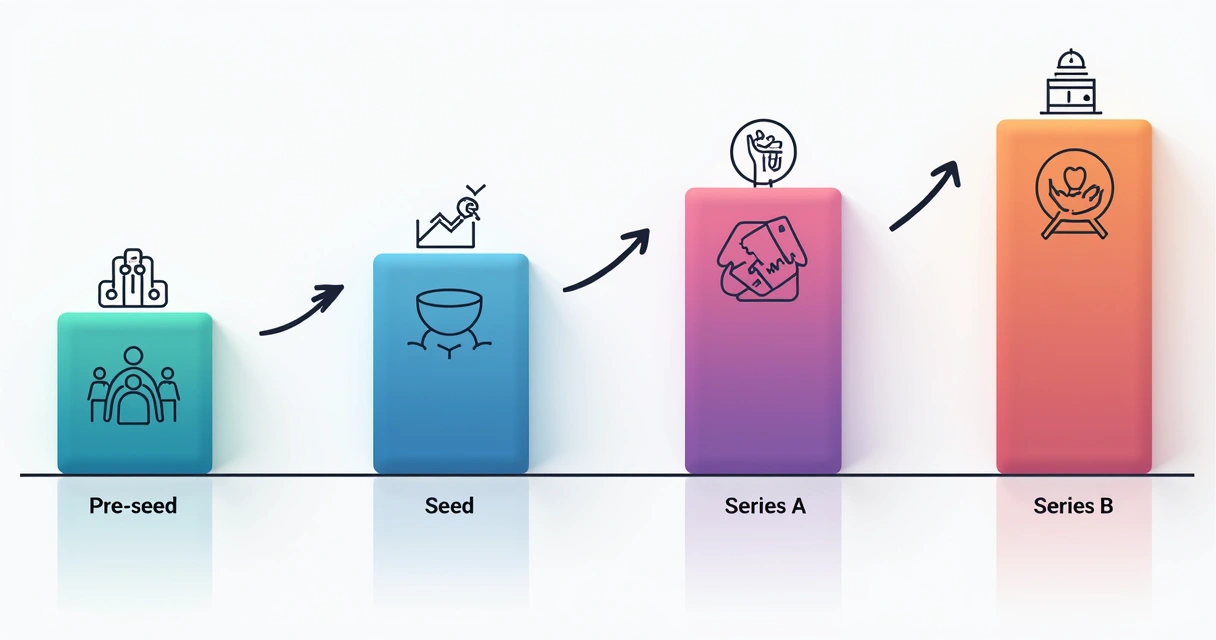 Fluxo ilustrado das fases de captação de investimento em startup 