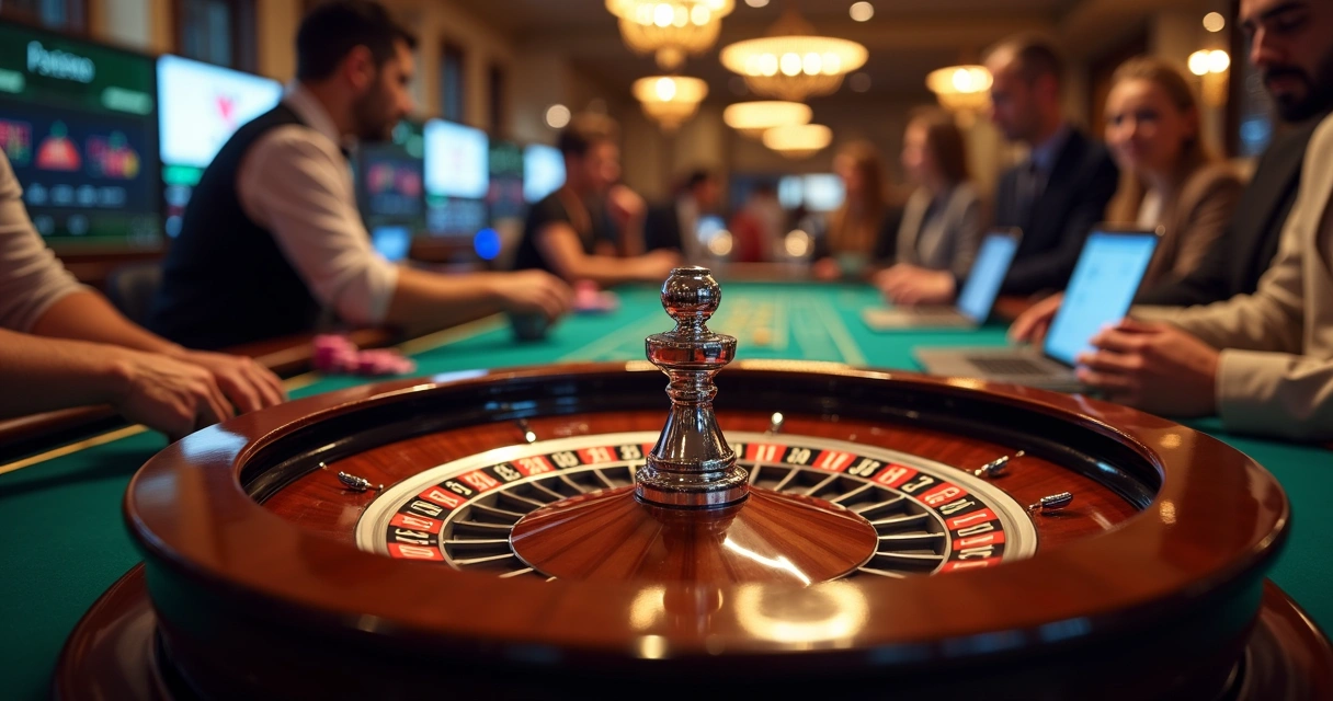 Mesa de roleta brasileira com crupiê ao vivo e jogadores interagindo no cassino online 