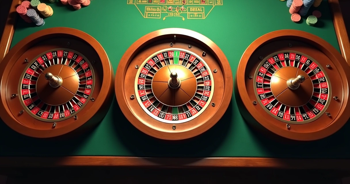 Três roletas lado a lado, comparando as versões brasileira, europeia e americana. 