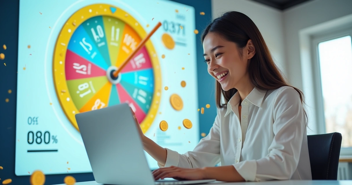 Cliente interagindo com roleta digital em loja virtual