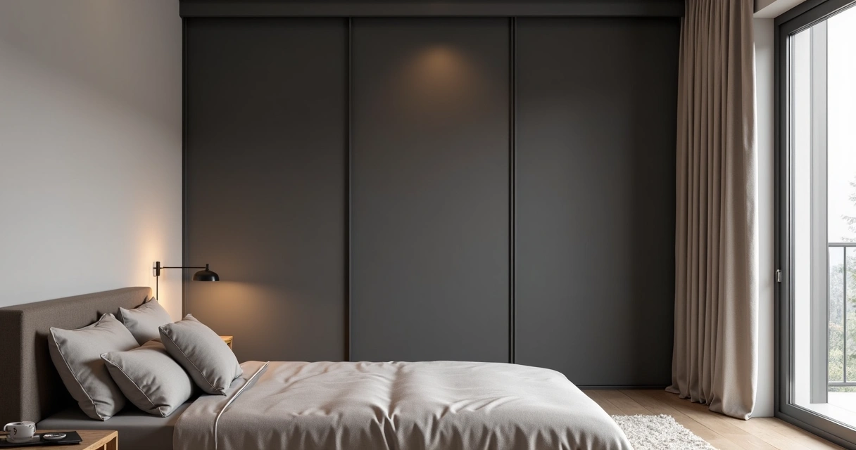 Persiana rolo box blackout instalada em um quarto moderno