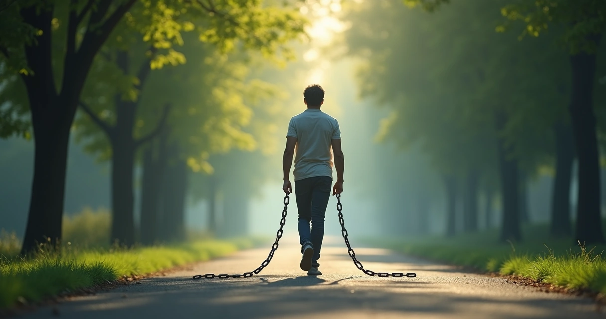 Pessoa caminhando simbolizando libertação de padrões de autosabotagem 