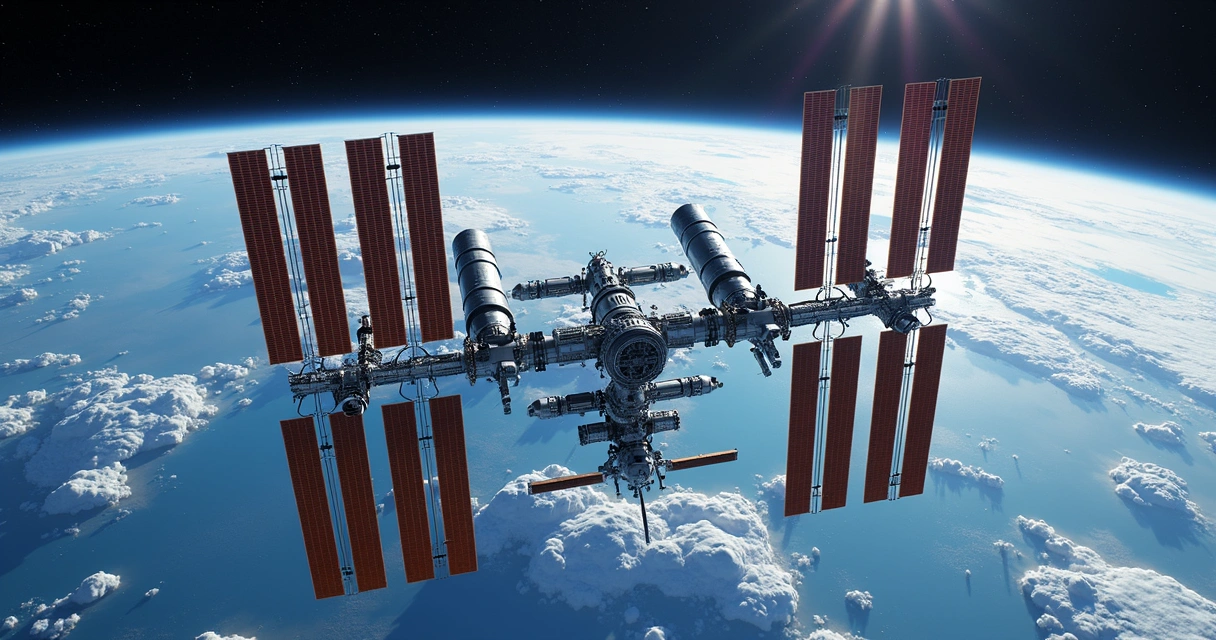 Mockup computadorizado da estação ROS em órbita terrestre 