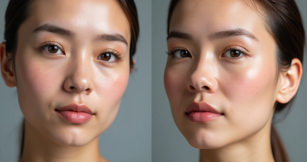 Comparação antes e depois de tratamento facial injetável 