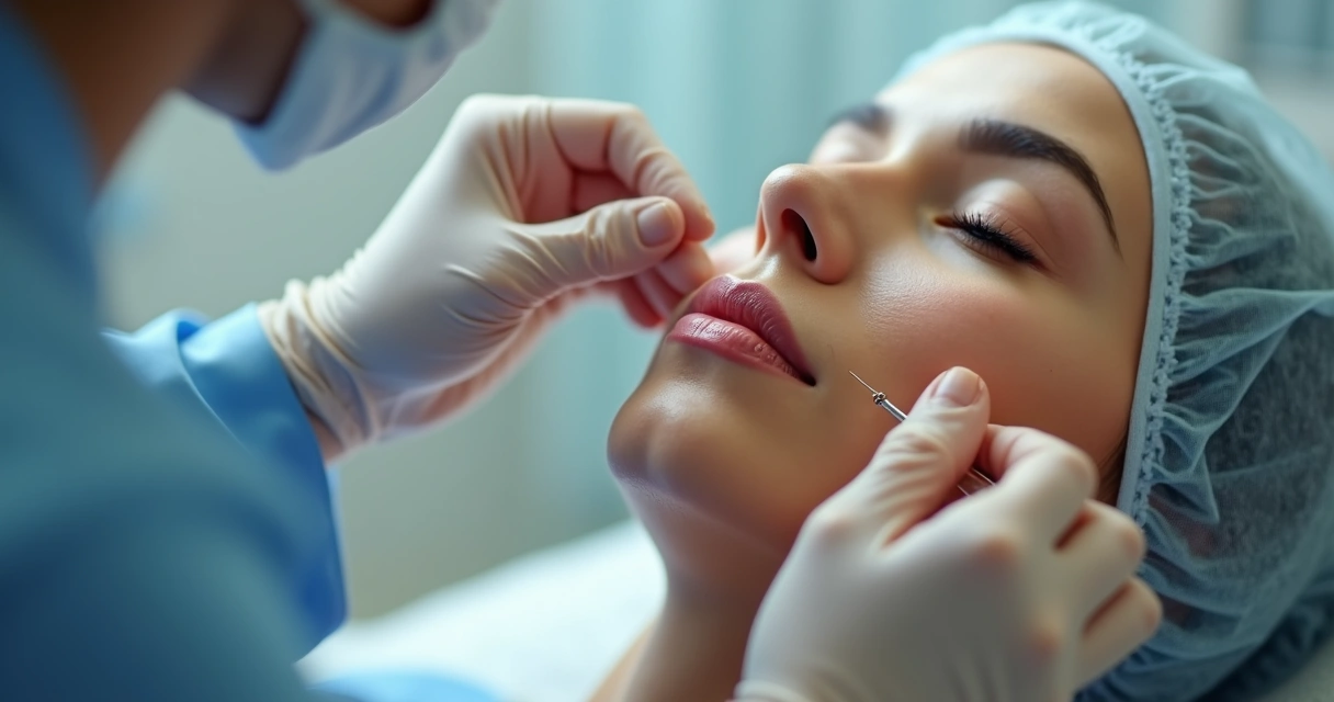 Demonstração da aplicação de fios de PDO no rosto