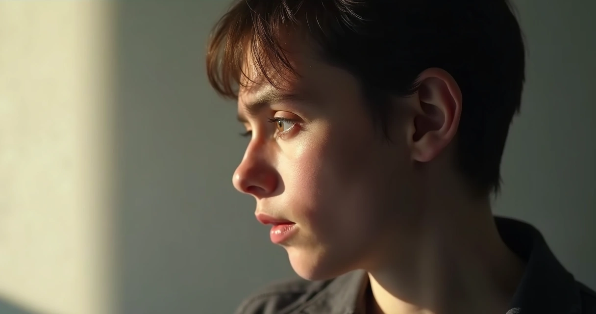 Rostro con luz y sombra representando conflicto emocional 