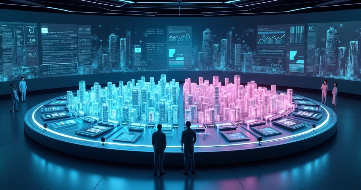 Rota dupla em 3D comparando analytics preditivo e automação de machine learning 