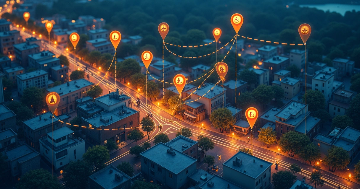 Mapa destacando rota de bares na Vila Redentora em São José do Rio Preto