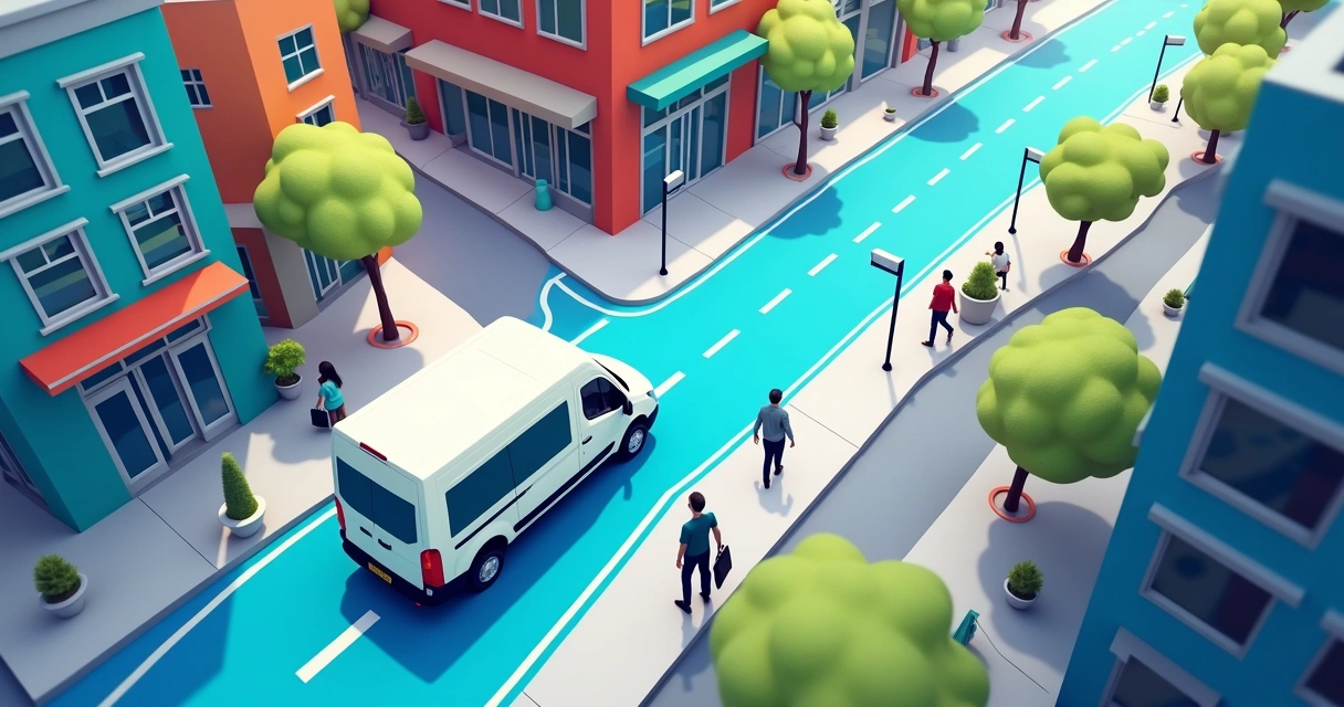 Rota de van corporativa adaptada por ruas menores da cidade 