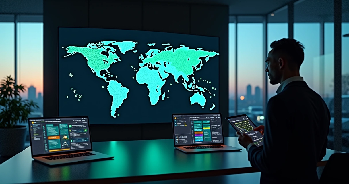 Painel digital exibindo mapa com distribuição inteligente de leads para equipe de vendas 