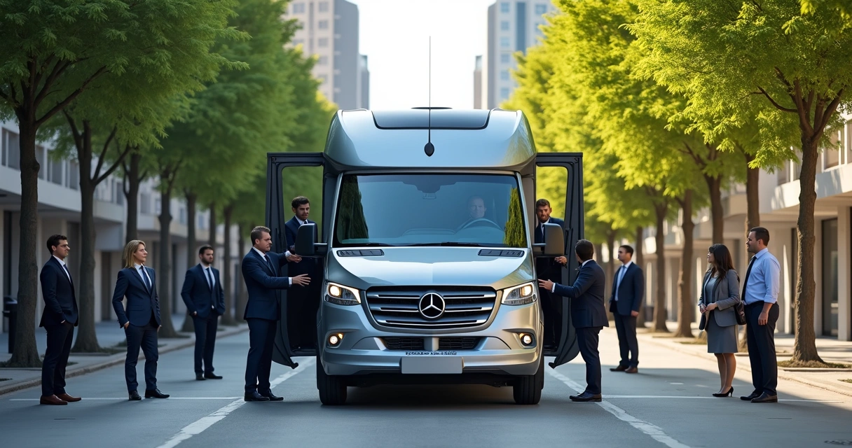 Van realizando rota personalizada em área urbana 