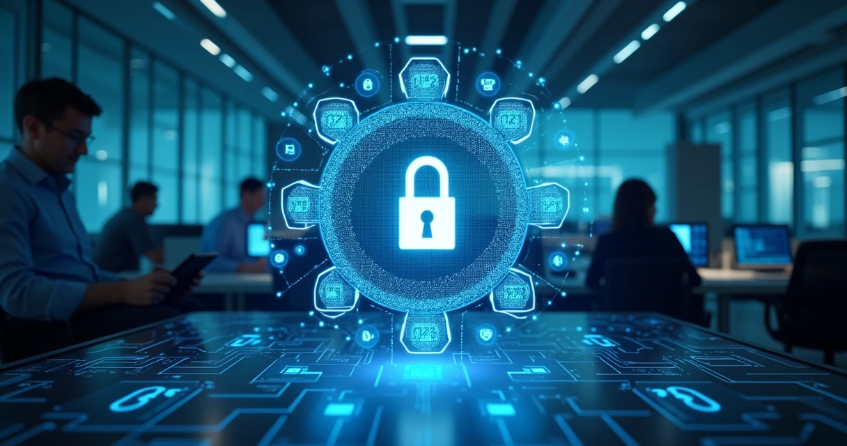 Representação visual de firewall protegido por escudo digital 