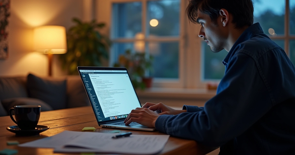 Pessoa digitando em notebook com aplicativo de roteiro aberto 