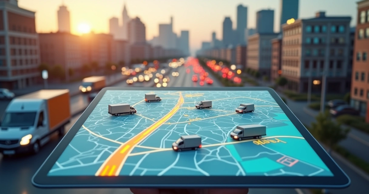 Mapa digital com rotas de entrega otimizadas por IA 