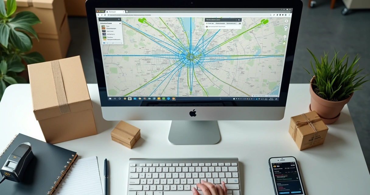 Mapa logístico com rotas de entrega na cidade de São Paulo