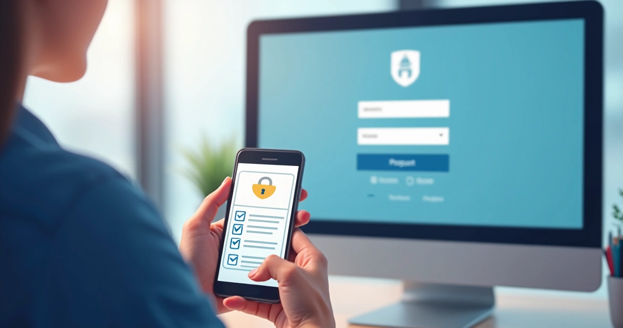 Usuário com lista de passos de segurança em smartphones 