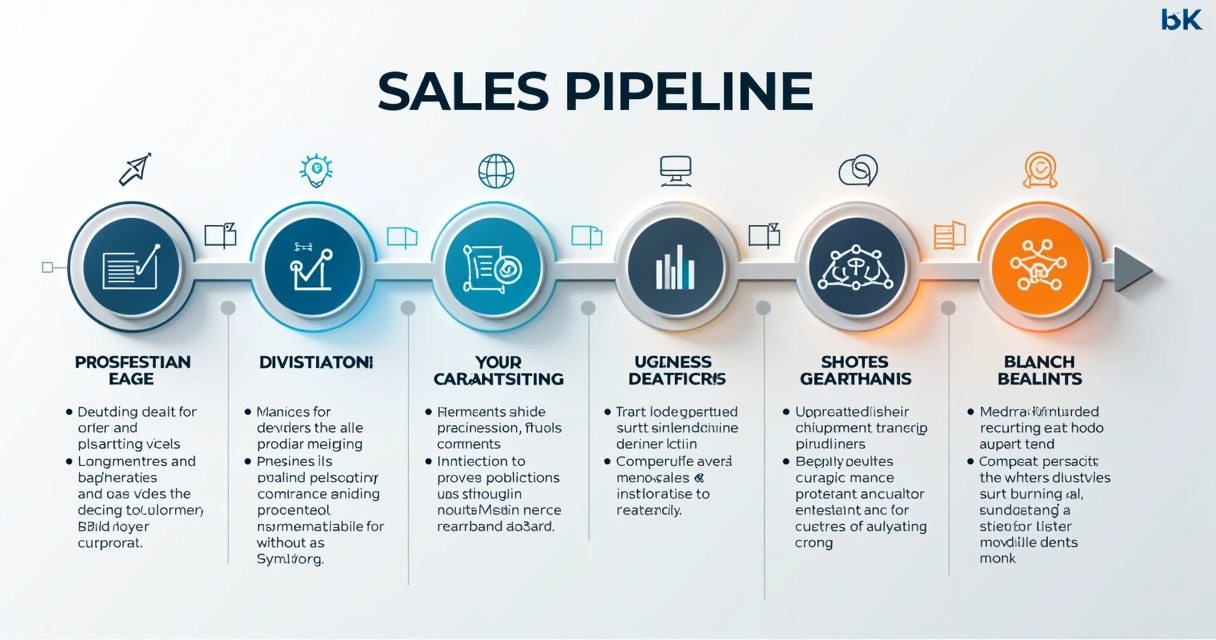 Etapas visuais do funil de vendas com ícones para cada estágio 