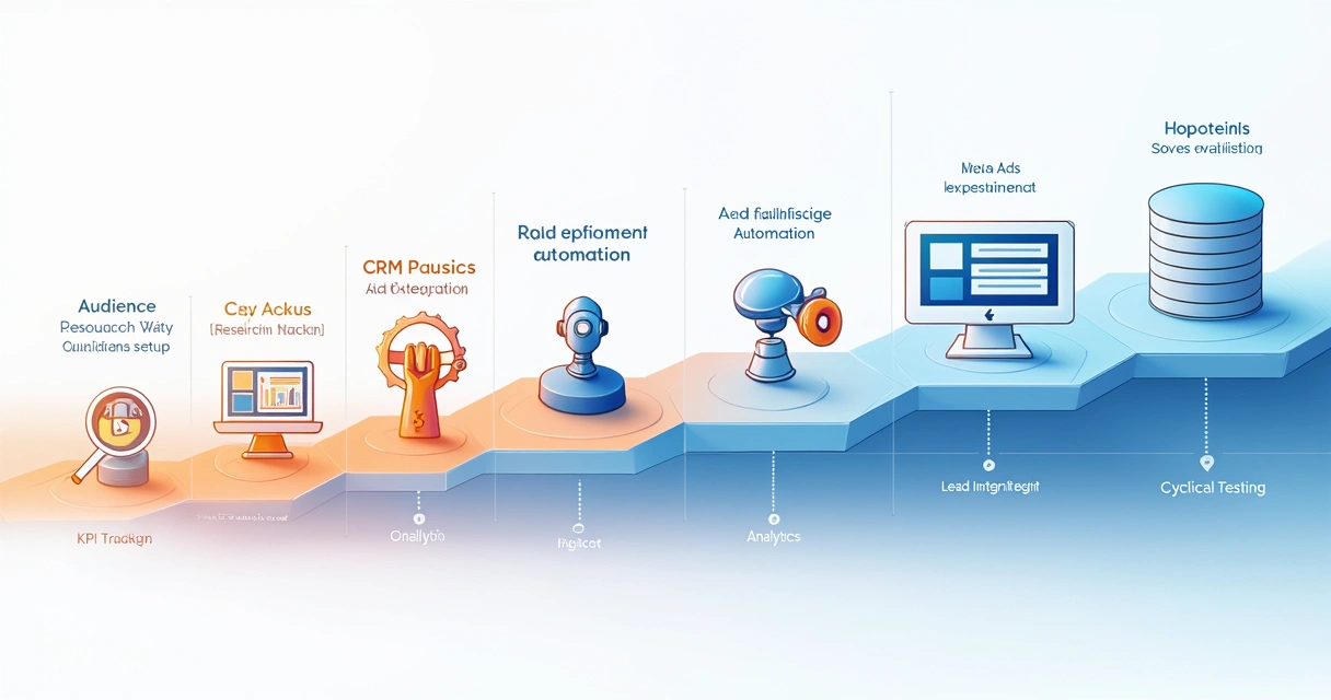 Roadmap visual de implantação de Meta Ads com IA 