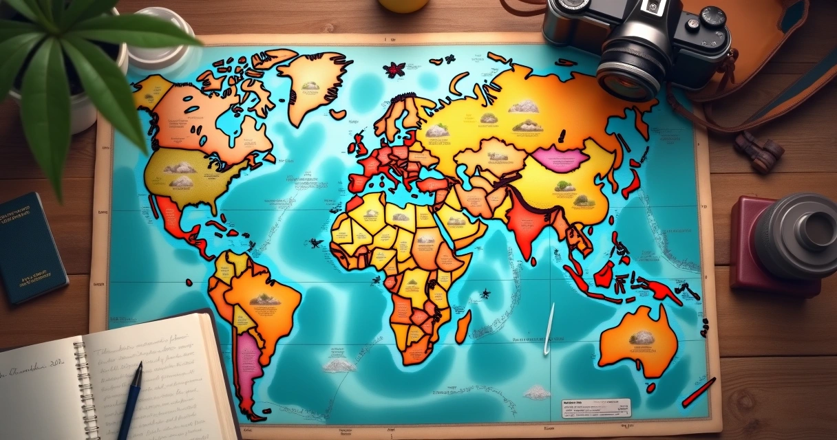 Mapa de viagem personalizado com marcadores exclusivos