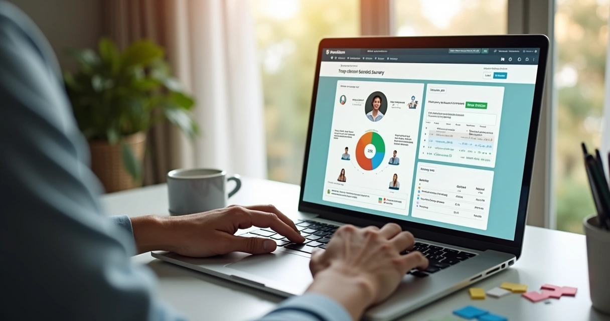 Roteiro de pesquisa digital com perguntas personalizadas na tela de um notebook 