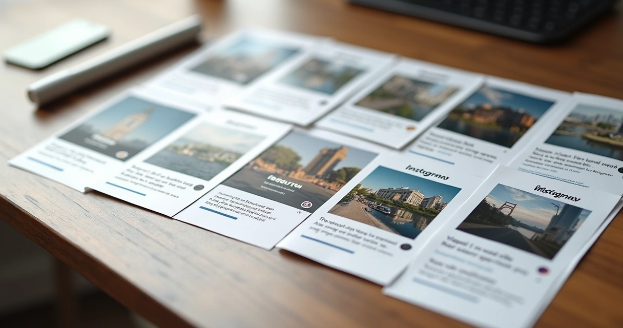 Combinação de texto e visual em carrossel de Instagram 
